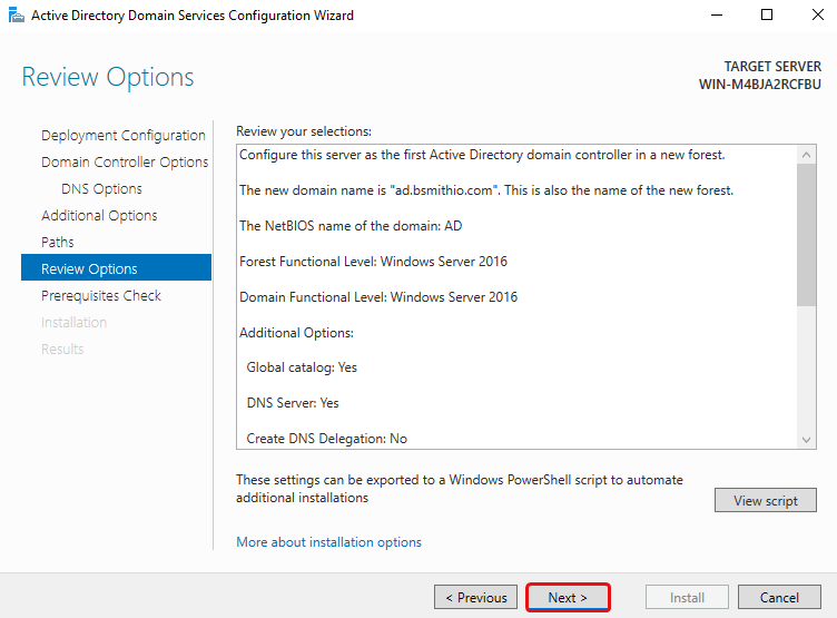 Active Directory Domain Services Wizard Page 6