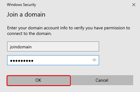 User Credentials for the AD domain