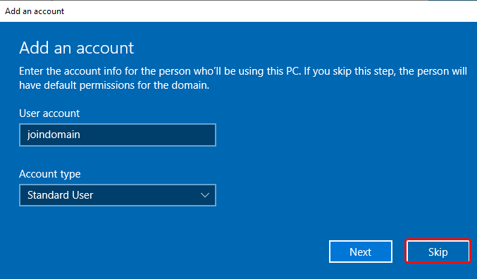 User Configuration for the domain