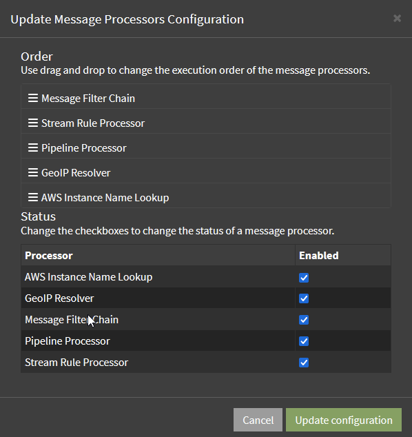 Graylog Message Processors