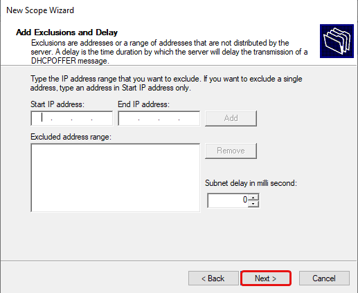 DHCP Scope Wizard Page 4