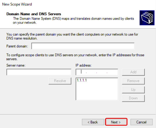 DHCP Scope Wizard Page 8